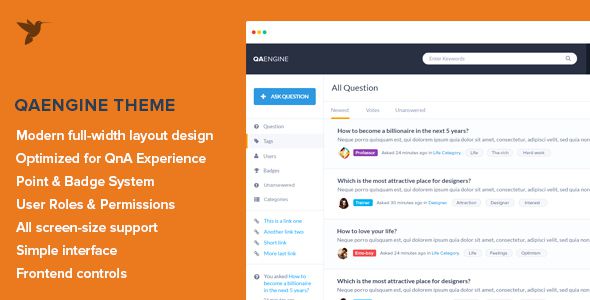 QAEngine wordpress soru cevap teması