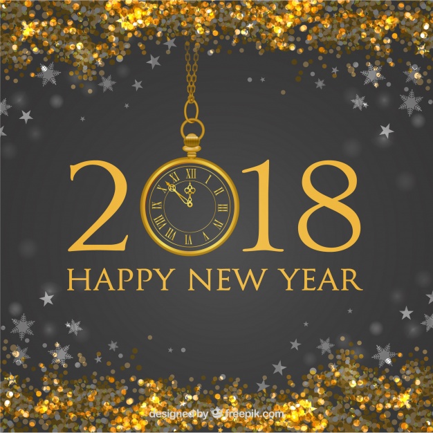 New year background with golden glitter Free Vector