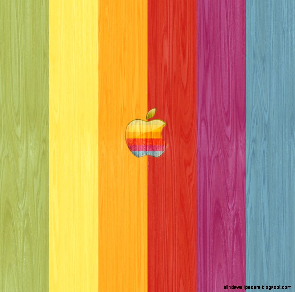 Retro Apple Wood iPad Wallpaper