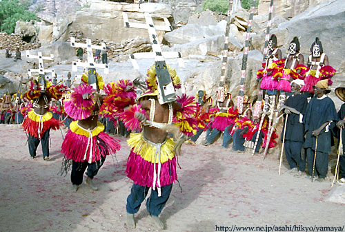 A Mask dancing of Dogon( agricultural tribes) in the Middle West Africa　