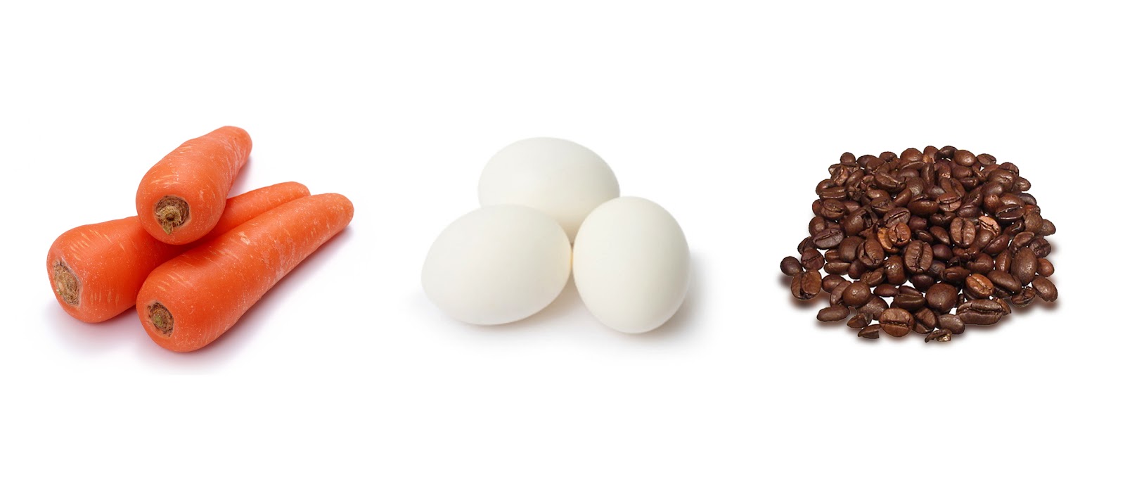 HOOP THOUGHTS THE EGG, A CARROT, AND SOME COFFEE BEANS
