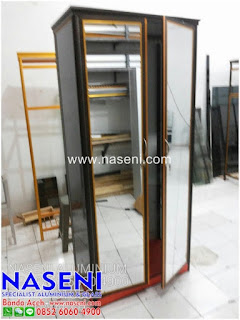  NASENI ALUMINIUM DAN KACA LEMARI BAJU ALUMINIUM