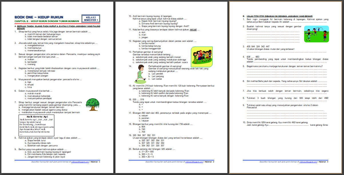 Download Soal Dan Kunci Jawaban Kelas 2 Semester 1 Tema 1 Subtema 2 Hidup Rukun Hidup Rukun Dengan Teman Bermain Edisi Revisi Tema Kelas Pendidikan Sekolah