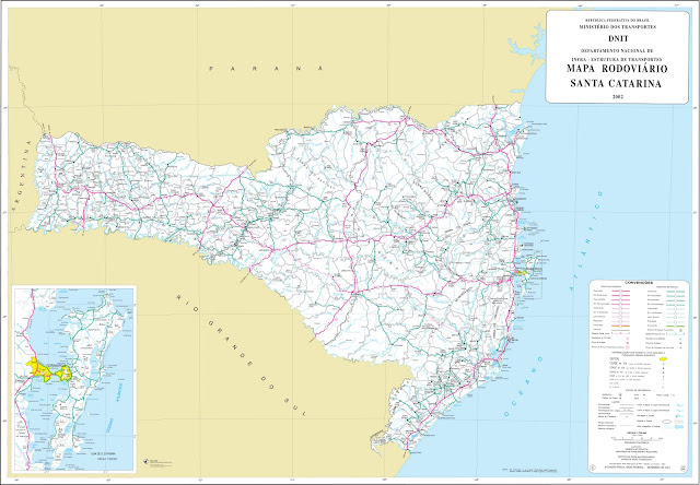 Mapa rodoviário de Santa Catarina