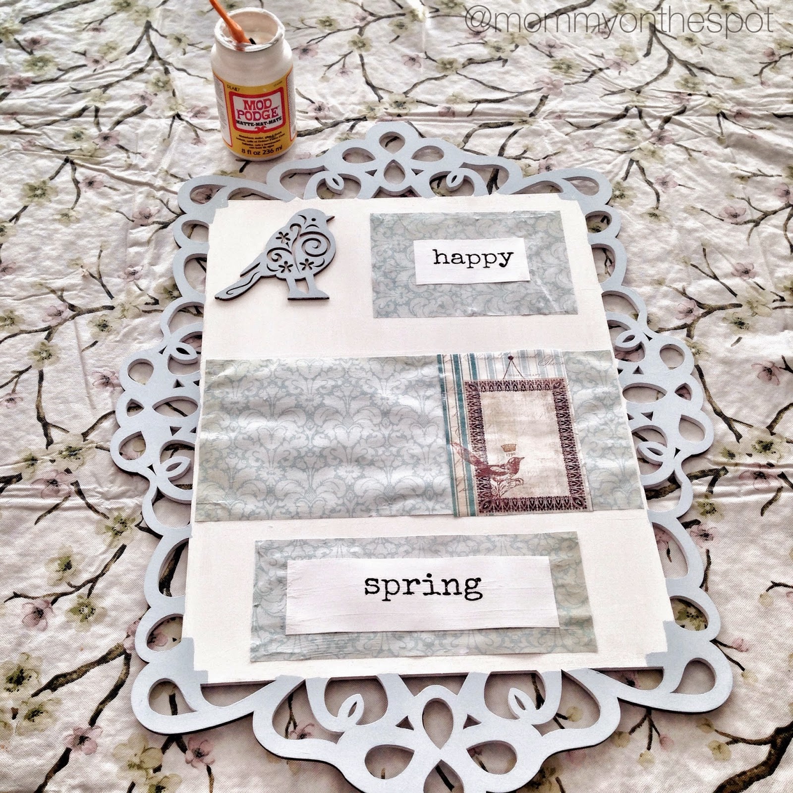 Erin Janda Rawlings Mommy on the Spot Art Therapy Spring Laser Wood Craft with Chalk Paint