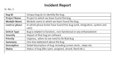 Test Incident report
