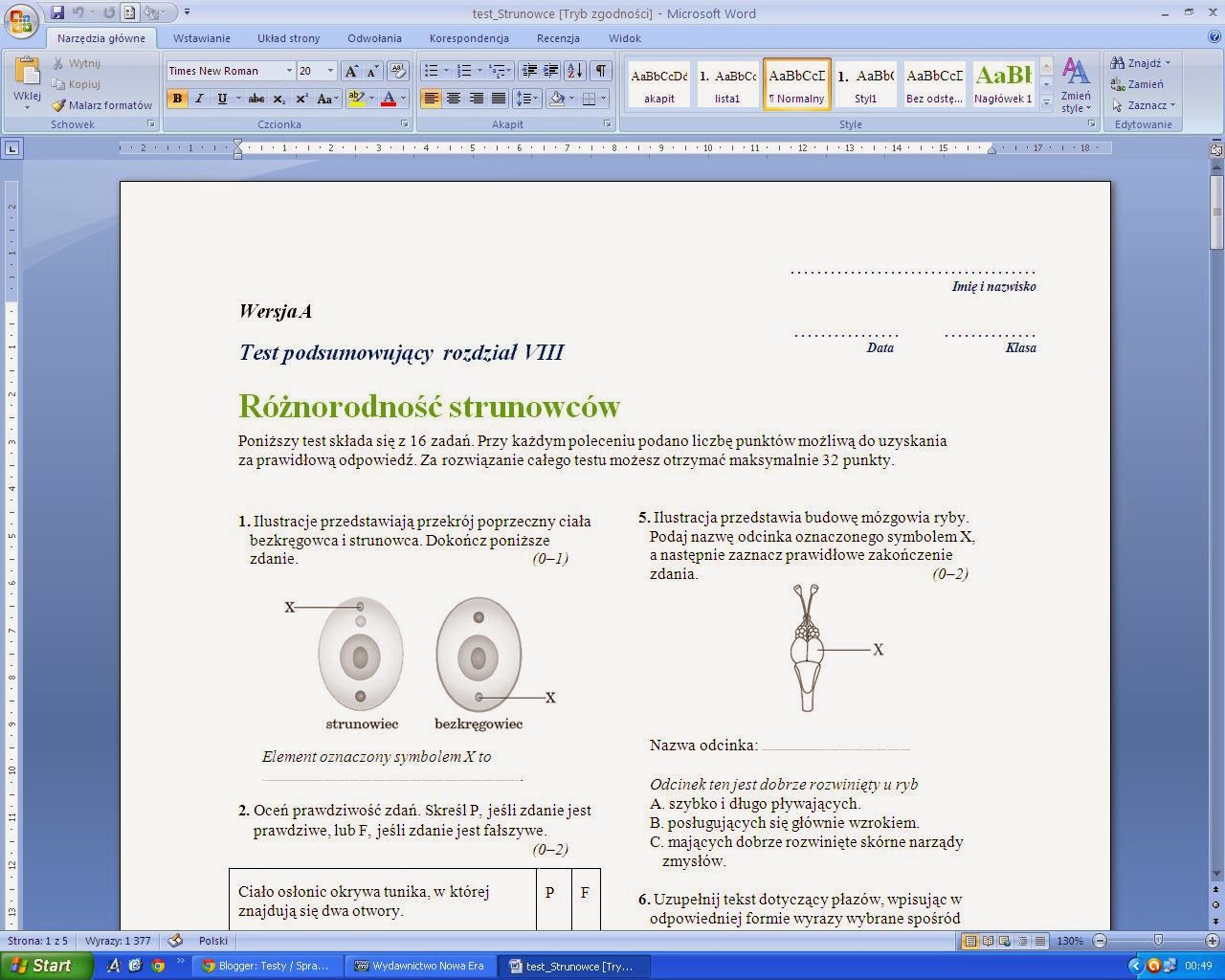 Biologia Na Czasie 1 Sprawdziany Odpowiedzi Testy / Sprawdziany / Kartkówki: Biologia na czasie ZR 1 (Nowa Era)