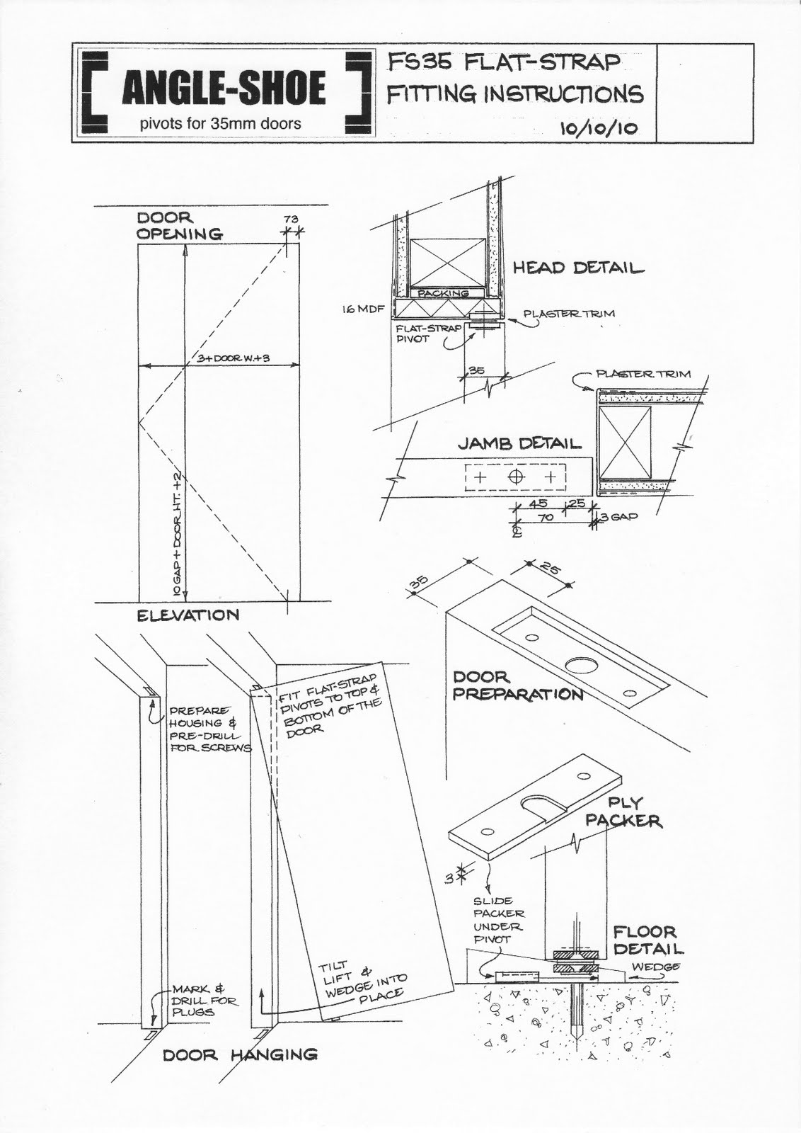 Simple Pivot Hinges FlatStrap FS.35 Fitting Instructions