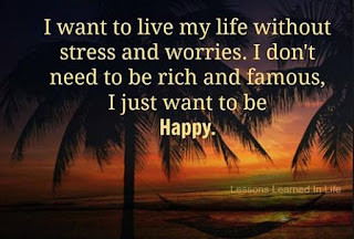 I want to live a simple life without stress or worry. I don't need a lot of stuff. I just want to be happy