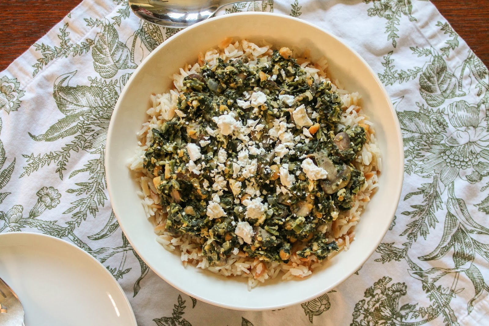 The Quixotic Table Spinach and Chickpeas with Lemony Rice Pilaf