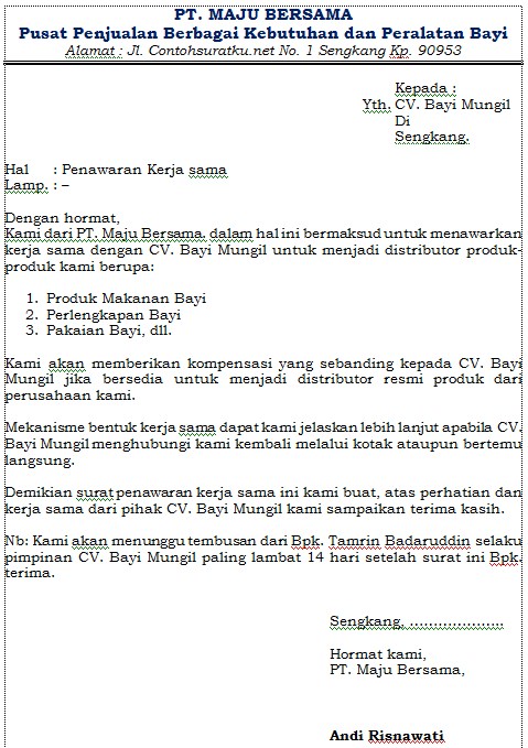 Contoh Surat Penawaran Terbaru Dalam Format File Word Idnoffice