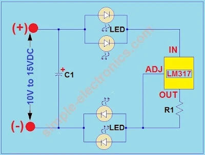 Current regulated LED lamp schematic