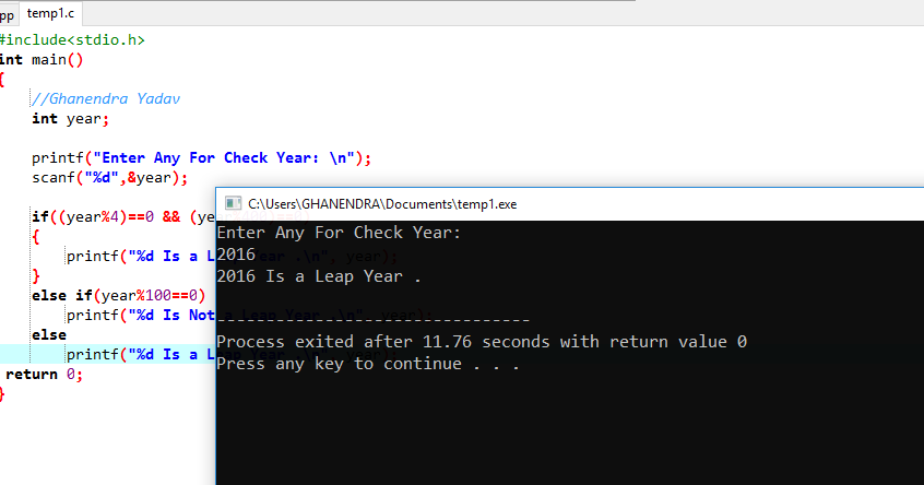 C Program For Check Or Not Using If /Else