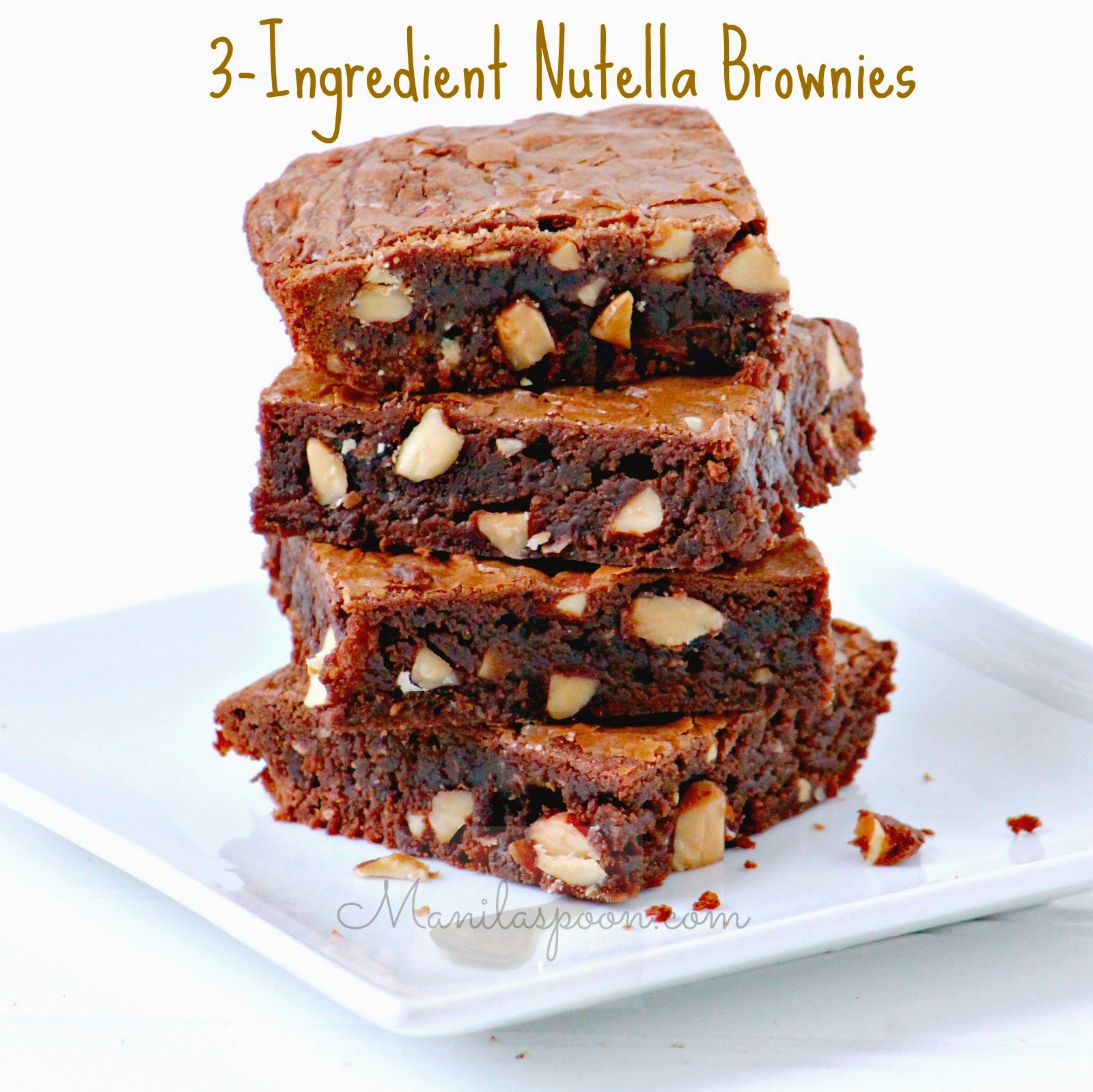 Fudgy, nutty, yummy - everything I love in a brownie - 3-INGREDIENT NUTELLA BROWNIES! GLUTEN-FREE and all-purpose flour options for you to choose from. #nutella #brownies #3ingredients #glutenfree