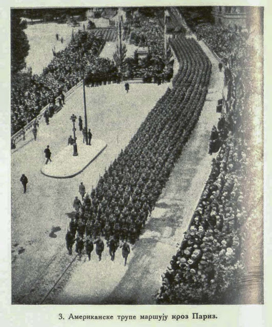 American troops march through Paris