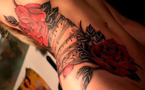 Rosas e Música Estômago Tatuagens
