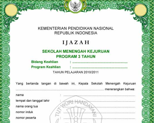 Blangko Ijazah D3 Kosong Cara Golden