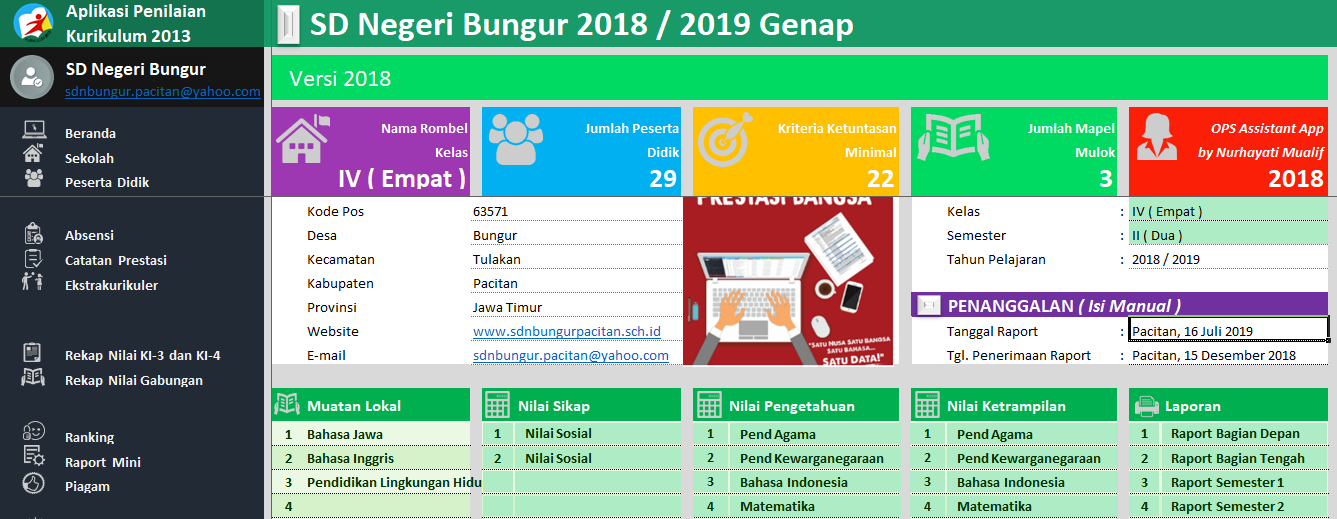 Download Aplikasi Raport K13 Sd Semester 2 Kelas 4