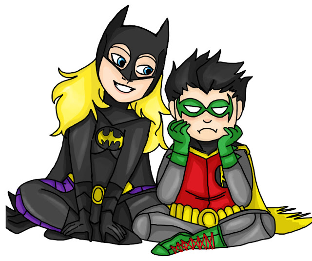 Art of the Day: Batgirl (Stephanie Brown) and Robin (Damian Wayne) .