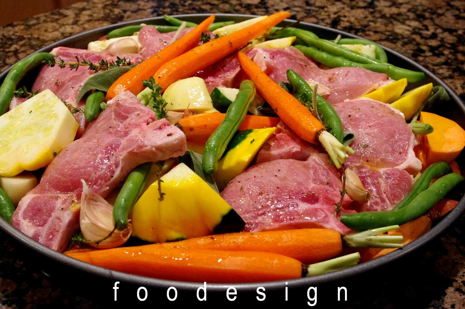 foodesign roasted pork chops & vegetables