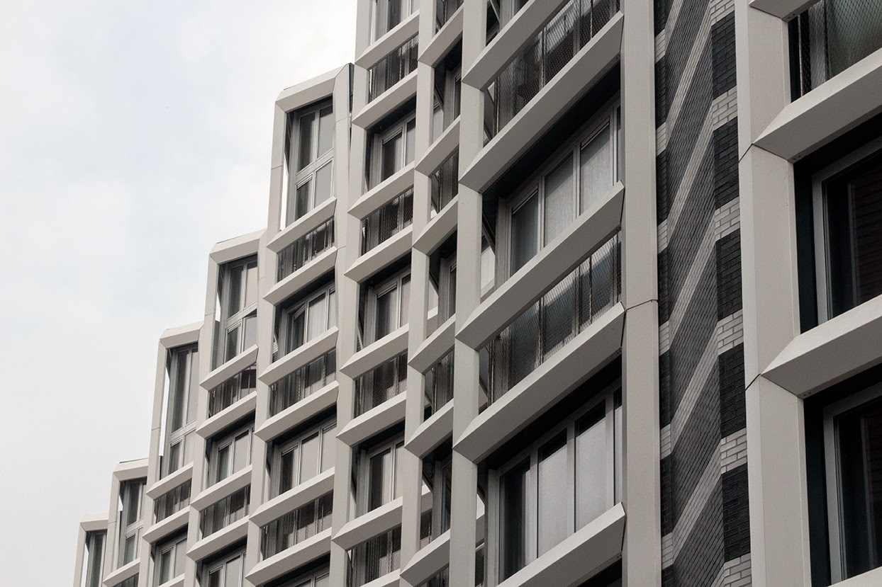 pattern of modern building with grey sky
