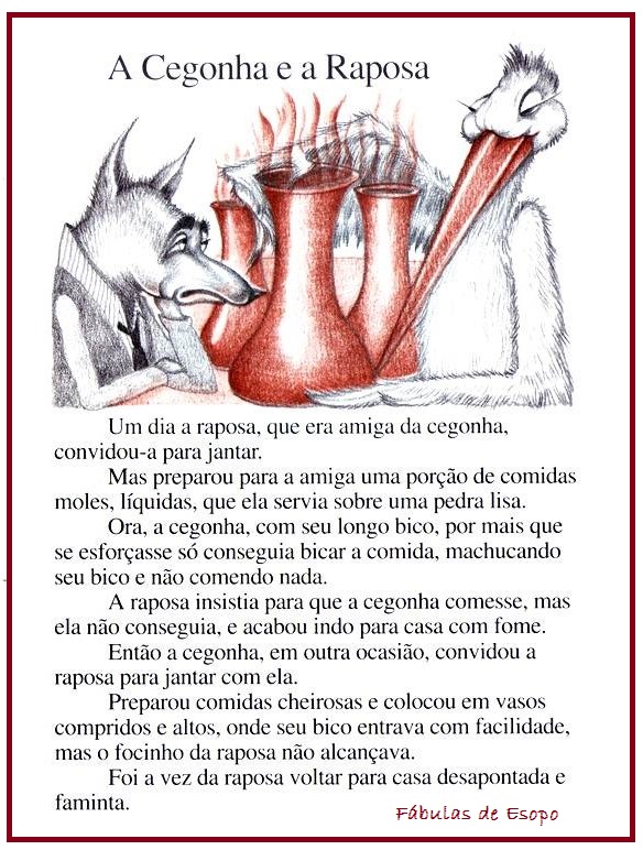 JORNAL R 7ª Fábulas A Cegonha e a Raposa, JORNAL R 7ª Fábulas A Cegonha e a Raposa,