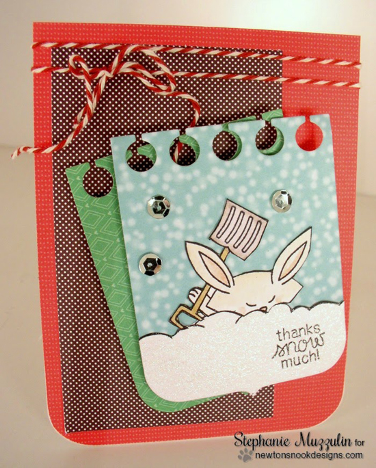 Snow Bunny Thank You Card by Stephanie Muzzulin for Newton's Nook Designs | Winter Tails Stamp Set