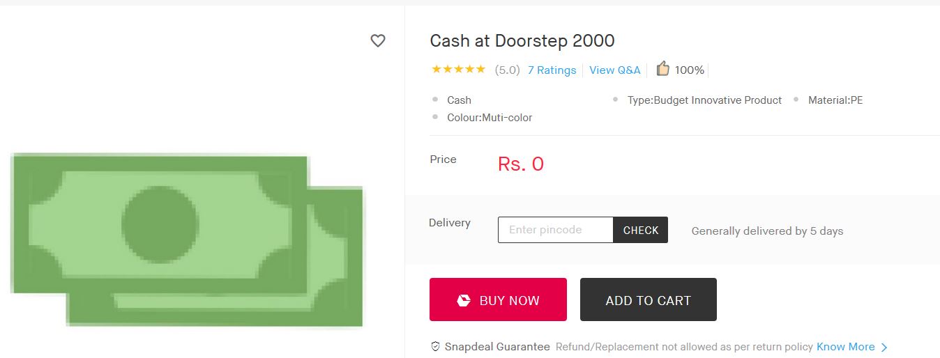 Latest Technology Information Snapdeal money delivery door step service