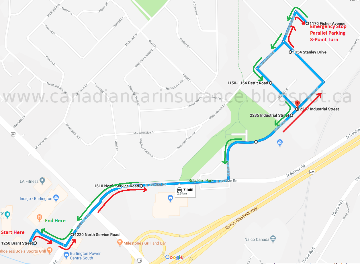 Burlington G2 Road Test Route 1 Maps
