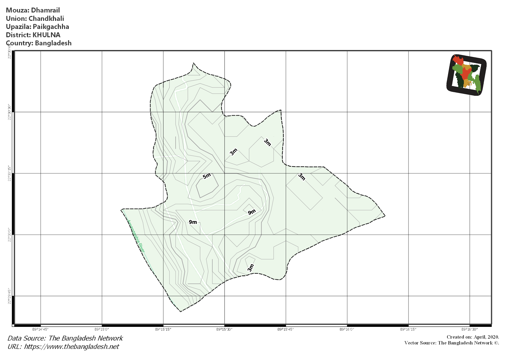 Map of Dhamrail Mouza of Paikgachha Upazila, KHULNA Map of Dhamrail Mouza of Paikgachha Upazila, KHULNA, Bangladesh.