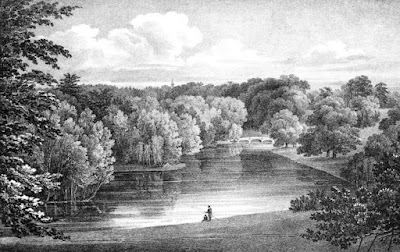 View from the Gothic Temple at Pains Hill from Select Illustrations of the County of Surrey by Prosser (1828) View from the Gothic Temple at Pains Hill from Select Illustrations of the County of Surrey by Prosser (1828)