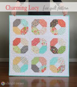 Charming Lucy - a free charm pack baby quilt pattern from Andy of A Bright Corner