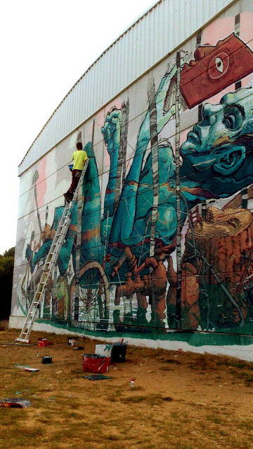 Street Art By Riquiño in Ordes, Spain For Desordes Creativas Festival. 2