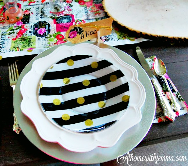 DIY French Black and White Stripe Plates At Home with Jemma