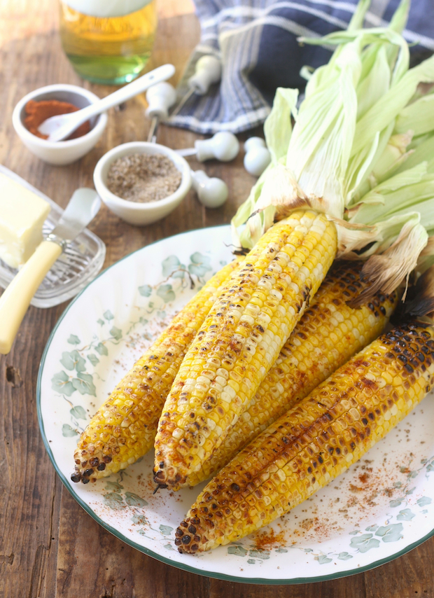 Grilled corn with sichuan pepper sea salt and smoked serrano chili powder by SeasonWithSpice.com