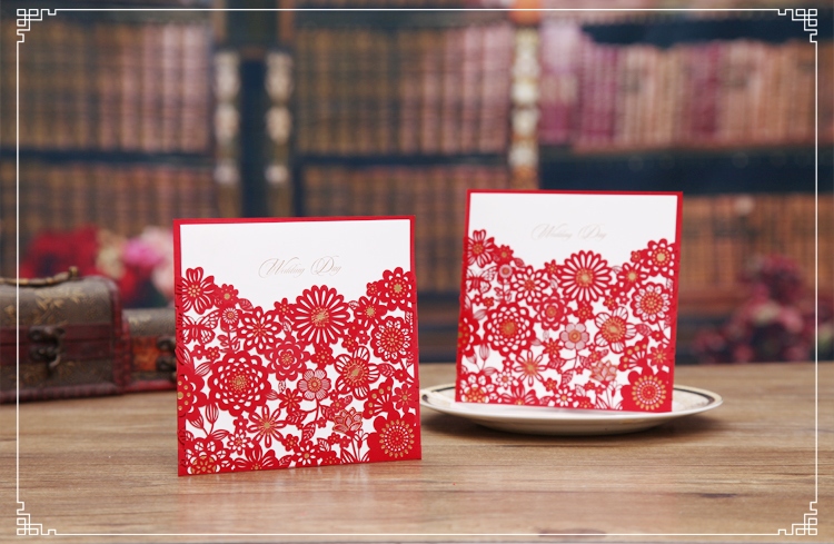 Red Laser Cut Wedding Invitation Card