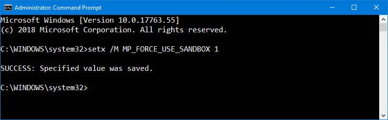 How to enable Windows Defender to run in a sandbox?