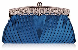 Pleated Vintage Crystal Prom Party Evening Clutch Bag (26cm x 13cm) with PreciousBags Dust Bag