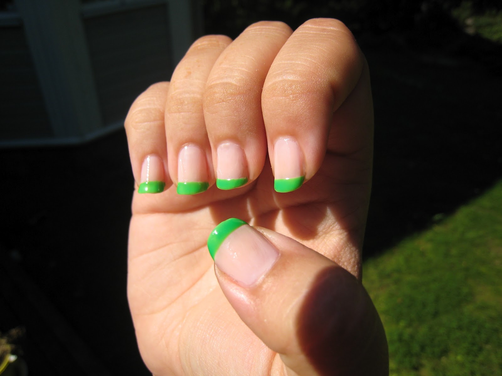 French Tips With Neon Green.