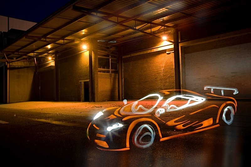 Supercars painted with LED lights
