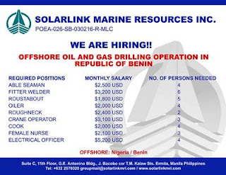 SEAMAN JOBS Marine Resources Company Opening hiring jobs for Filipino offshore vessel crew joining January 2019