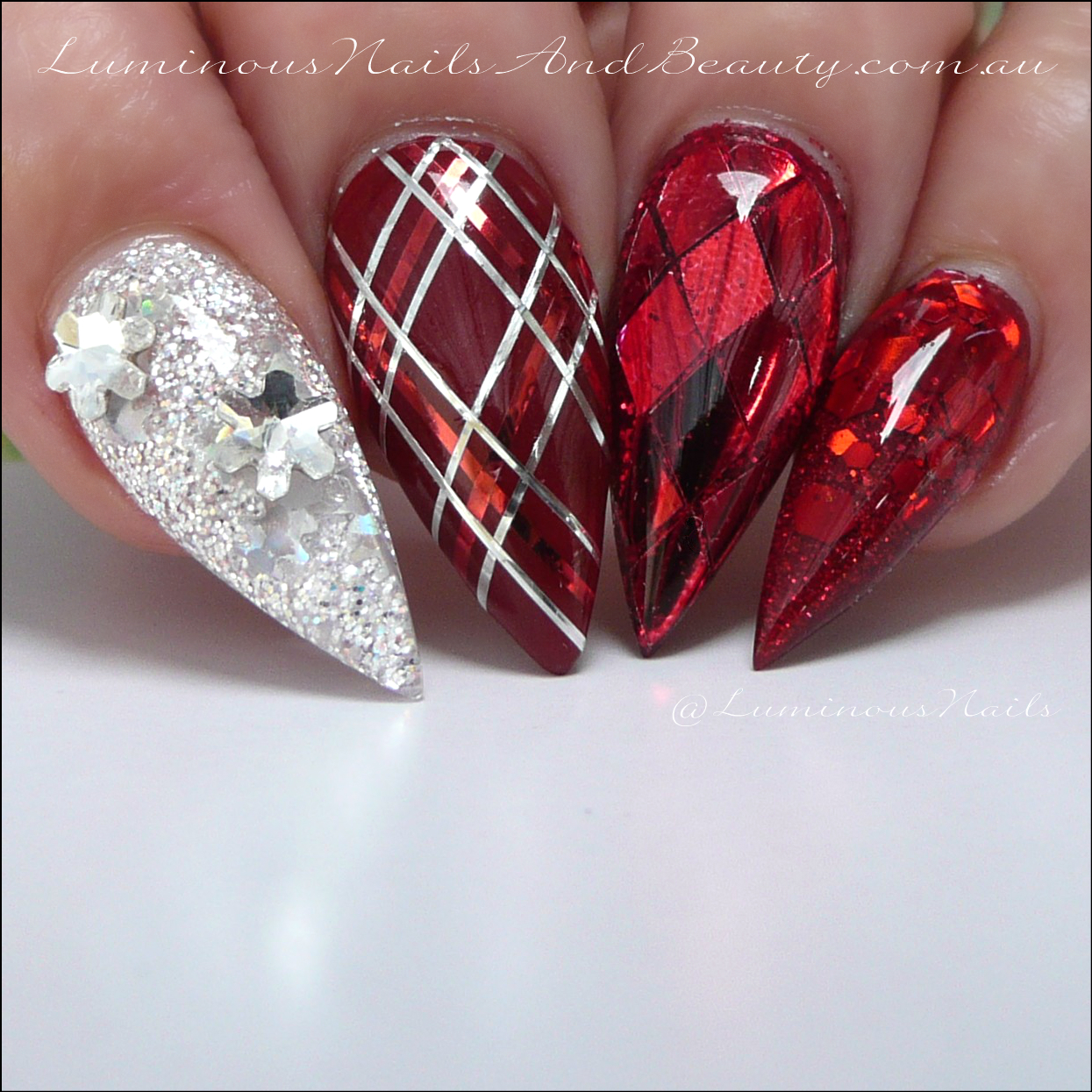 Red and christmas silver nails catalog photo Red and christmas silver nails best photo