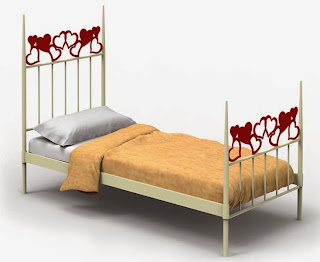 cama de forja corazones, cama decoración forja