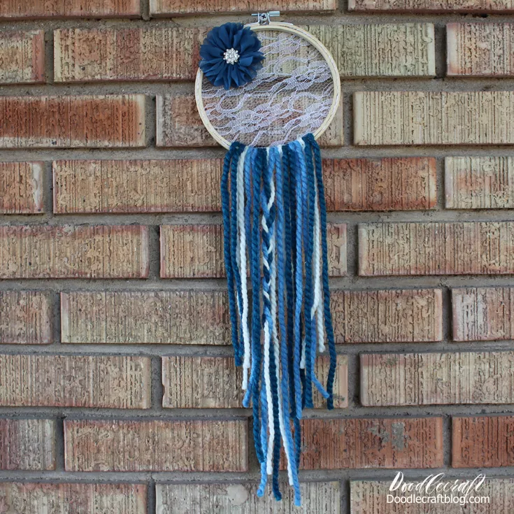 Make a Simple Lace Dream Catcher DIY with Embroidery Hoop + Yarn!