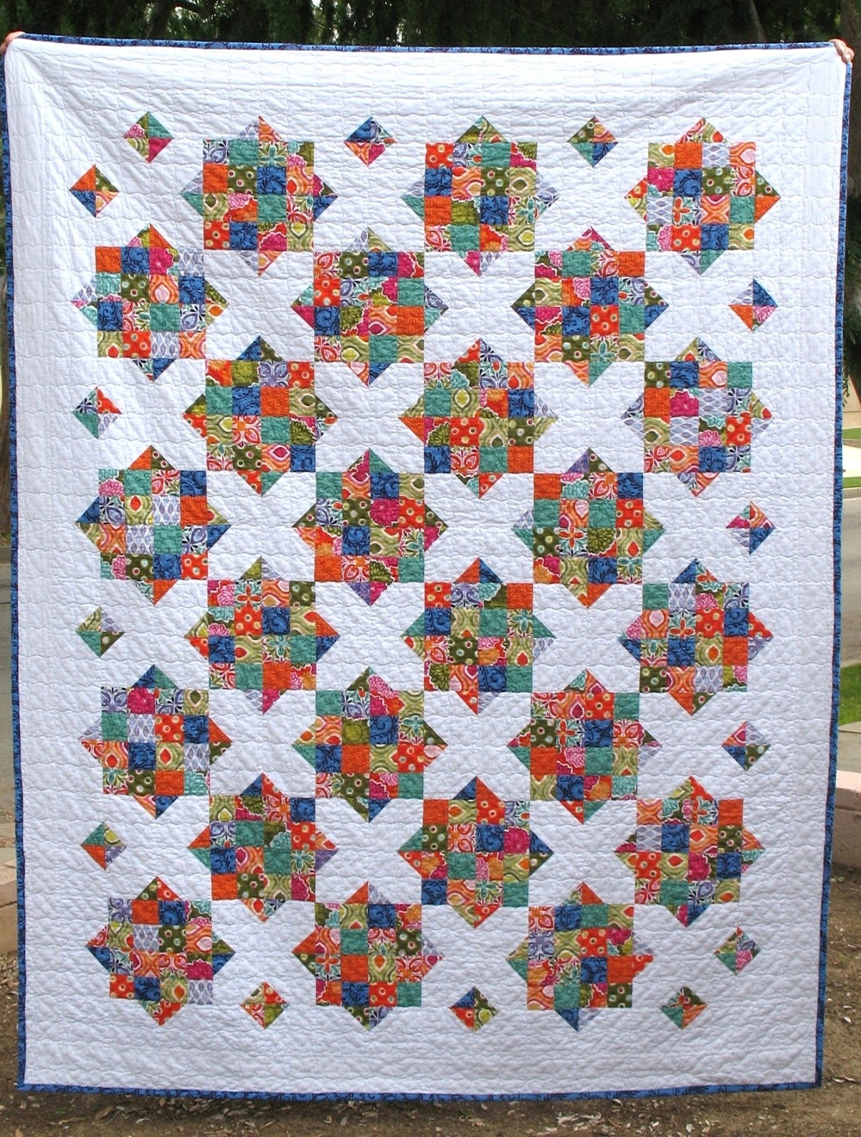 Red And Blue Crossroads Quilt Pattern Pieced BP