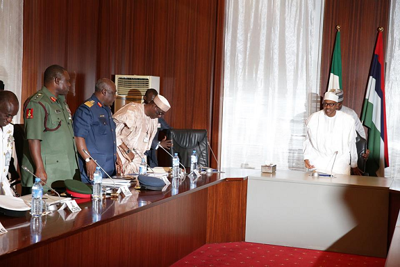 buhari meeting military chiefs