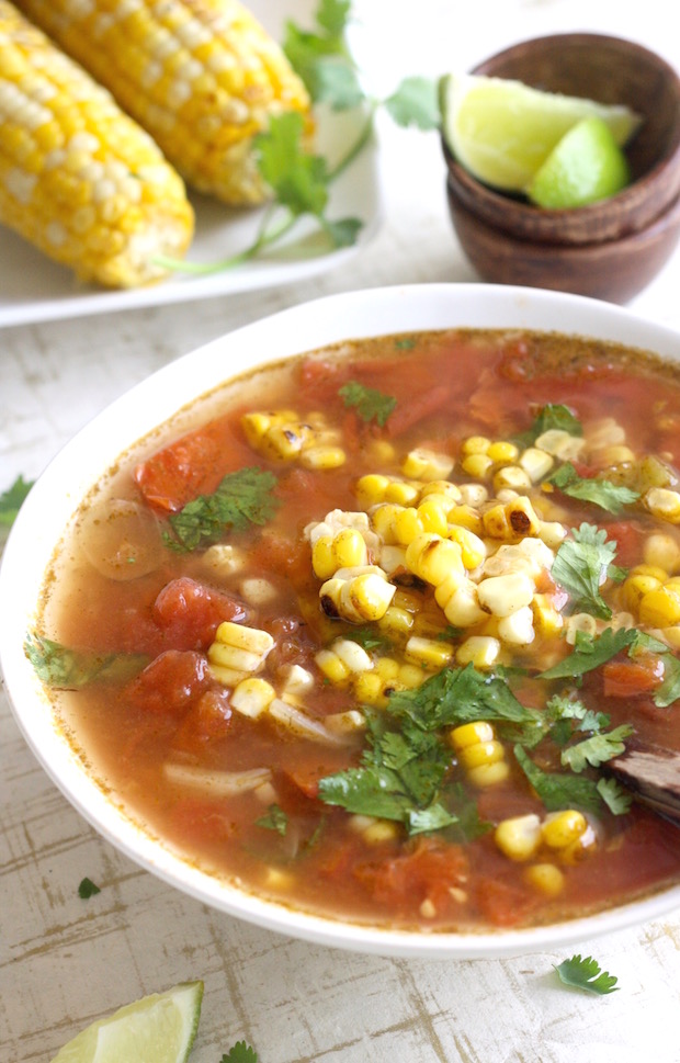 Thai Tom Yum Soup with Grilled Corn by SeasonWithSpice.com