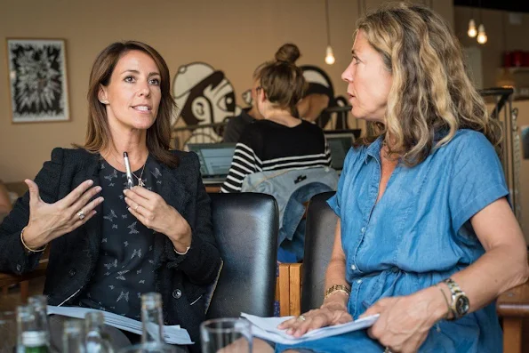 Princess Marie of Denmark attended a working meeting for the DanChurchAid at Cafe Nutid 