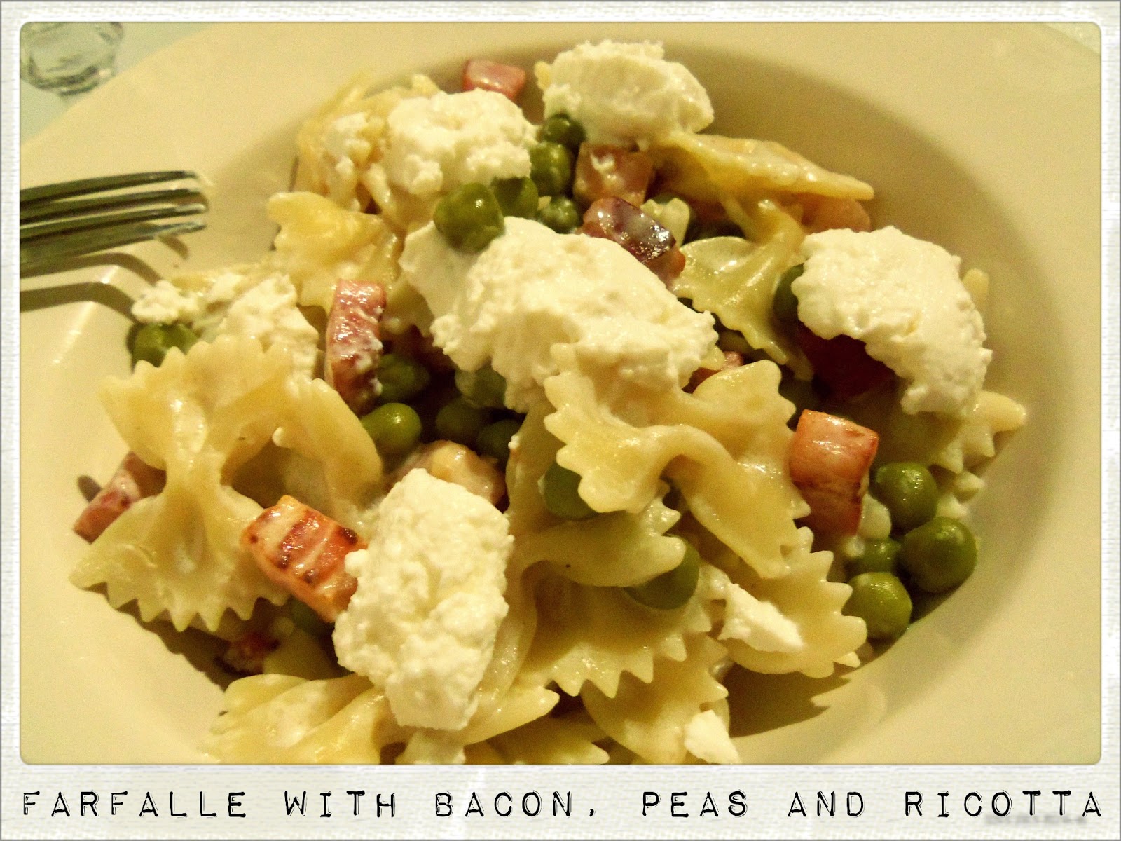 You&amp;#39;ve Got Meal!: Farfalle with Bacon, Peas and Ricotta