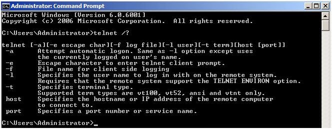 Comando Telnet en Windows